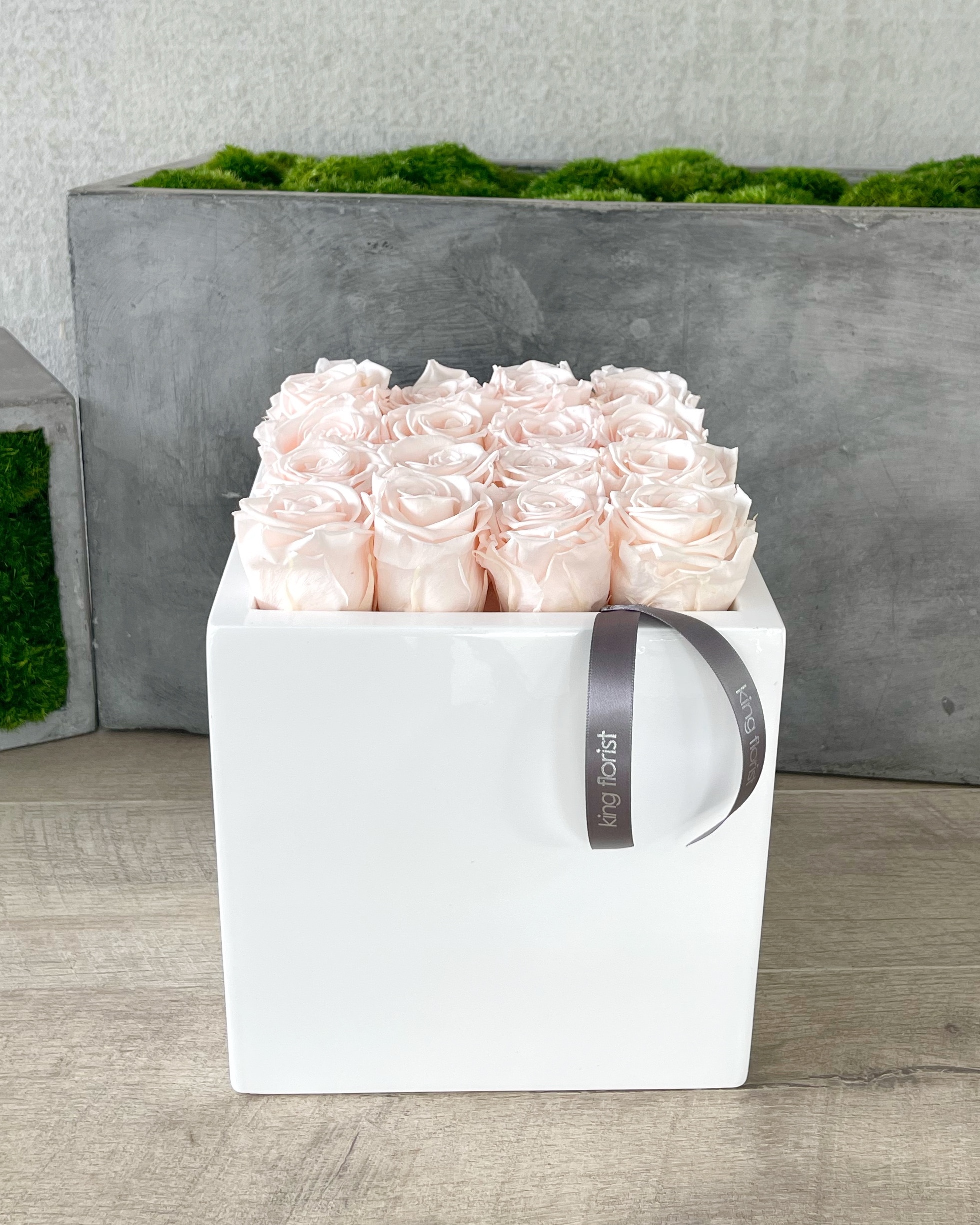 Deluxe Blush Preserved Roses Flower Arrangement