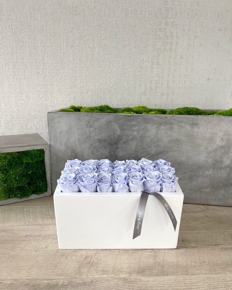 Luxurious Periwinkle Preserved Roses Flower Arrangement