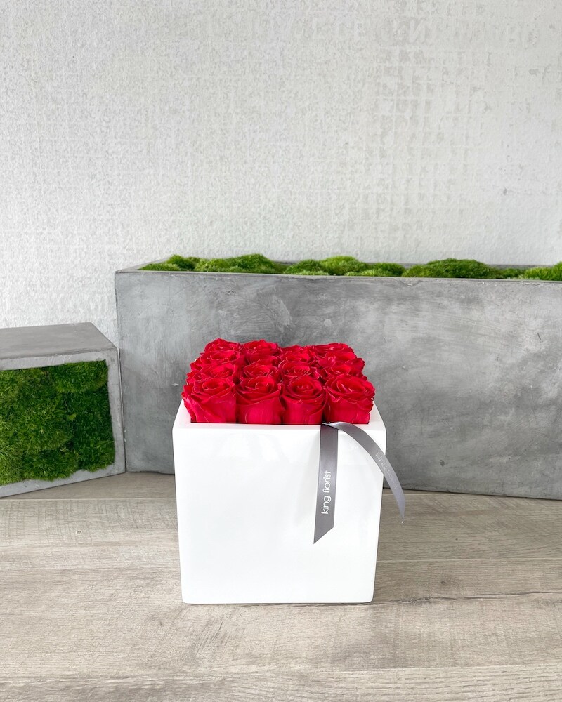 Modest Red Preserved Roses Flower Arrangement