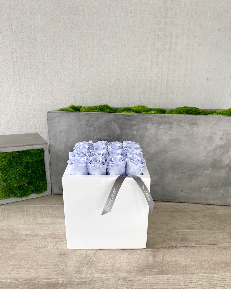Modest Periwinkle Preserved Roses Flower Arrangement