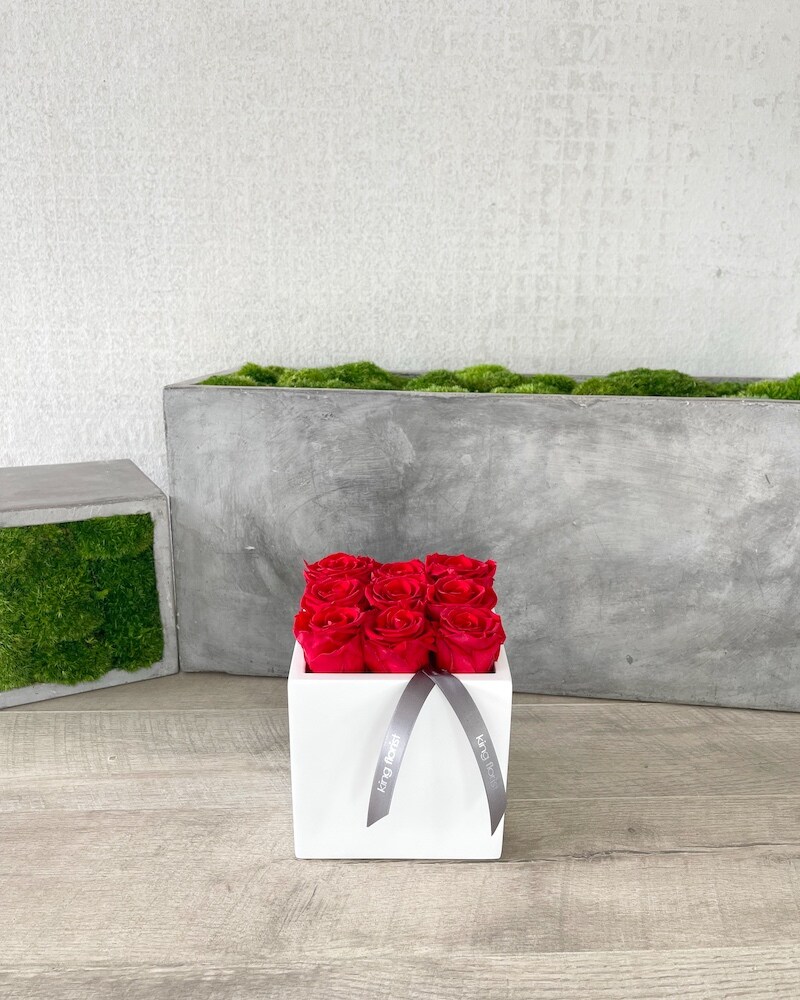 Petite Red Preserved Roses Flower Arrangement