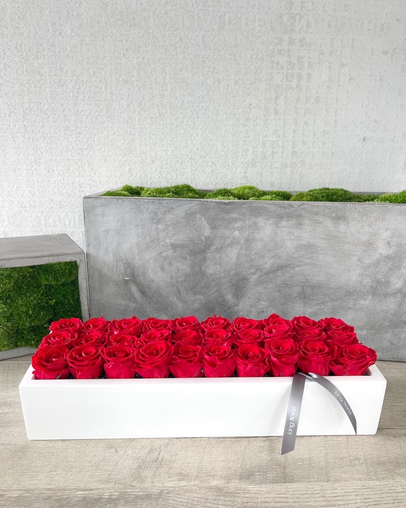 Opulent Red Preserved Roses Flower Arrangement