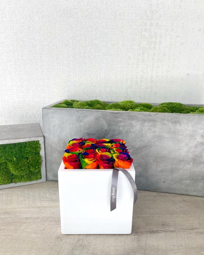Modest Rainbow Preserved Roses Flower Arrangement