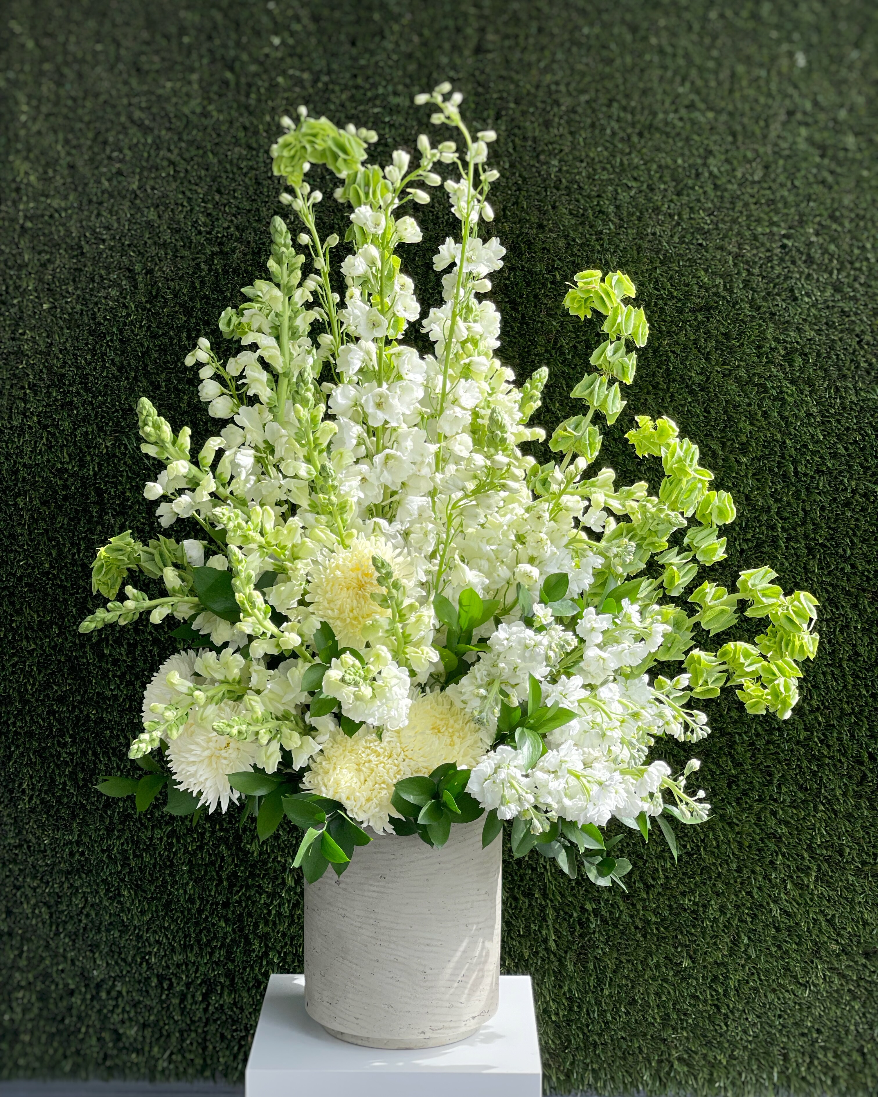 Elegant Podium Arrangement- Whites and Greens Flower Arrangement