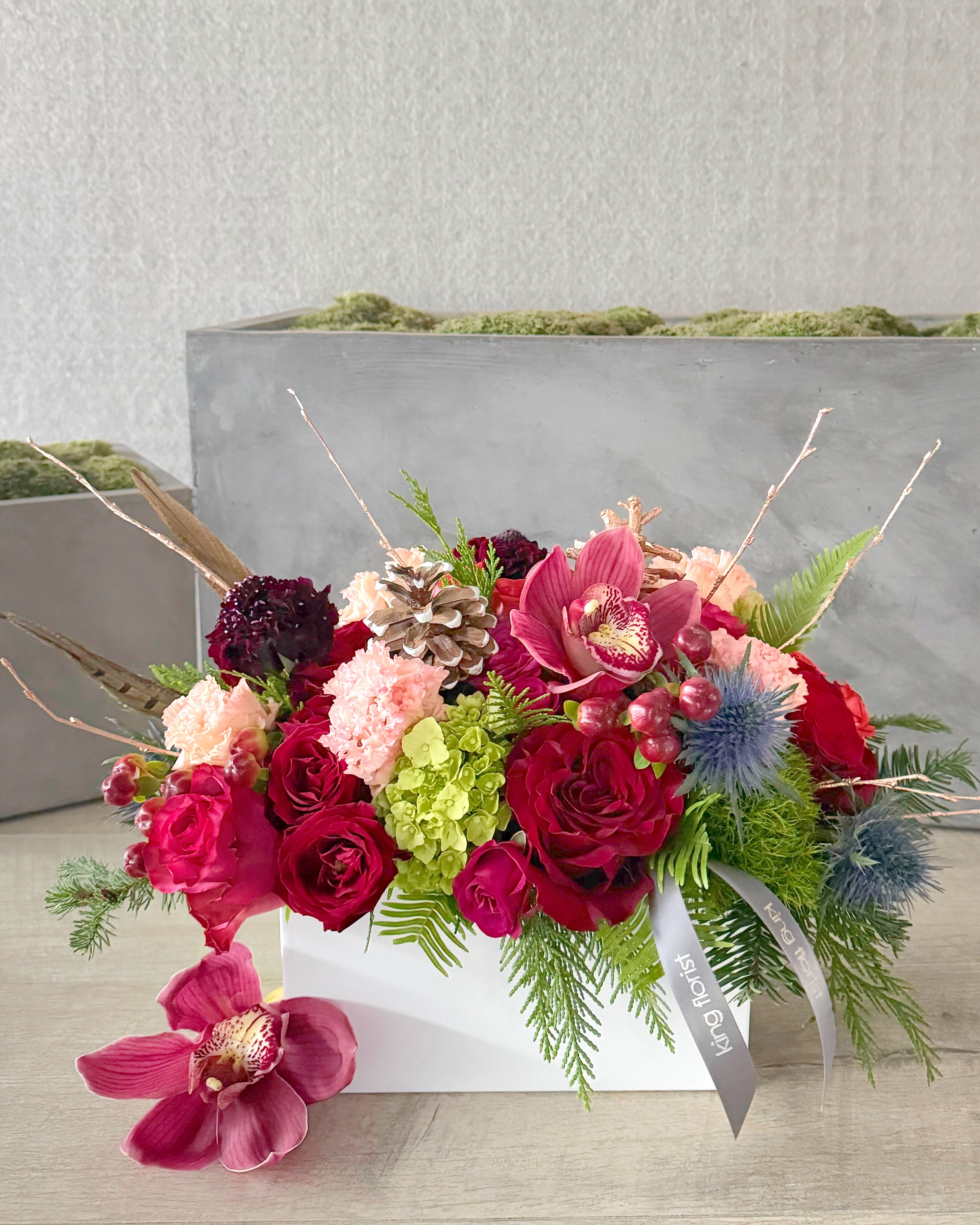 Holiday Cheer Centerpiece- Modest Flower Arrangement