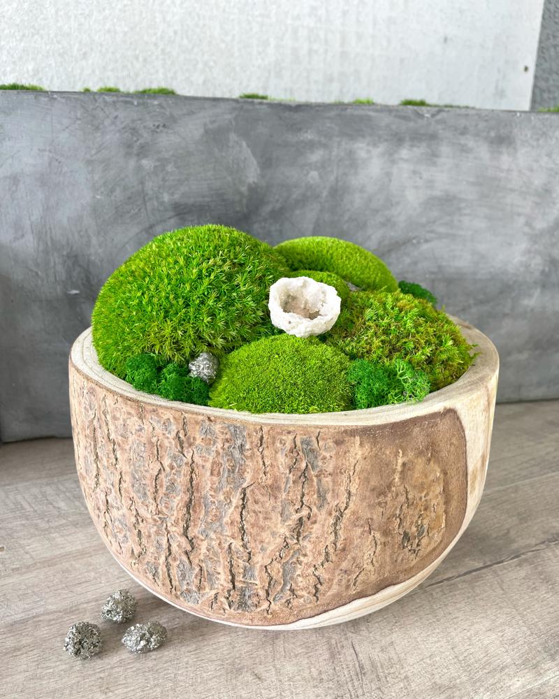 Large Moss Bowl Flower Arrangement