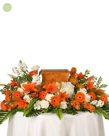 Orange & White Tribute [6M1UT] Flower Arrangement