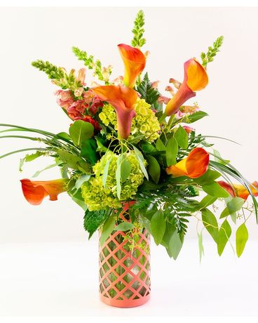 Coral Calla Vase Flower Arrangement