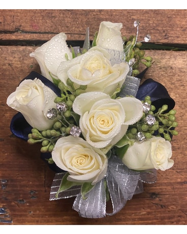 Navy Glam Corsage Flower Arrangement