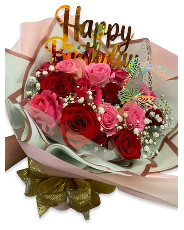 Butterfly Birthday Wrapped Bouquet Bouquet