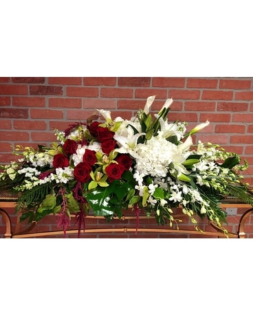 The Flourished Farewell Casket Funeral Casket Spray Flowers