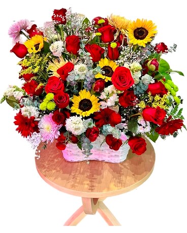 Assorted Sunflower Basket Arrangement