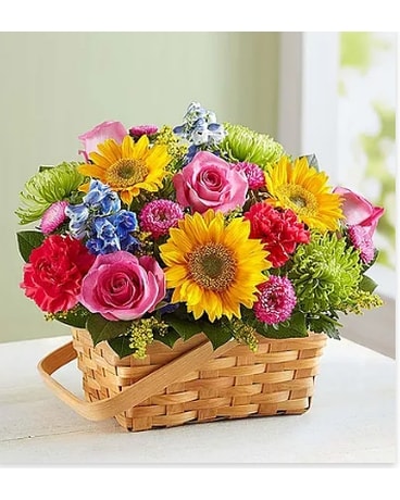 Sunny Garden Basket Flower Arrangement