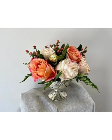 Rose Compote Flower Arrangement