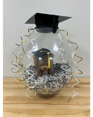 Graduation Bear Stuffed Balloon Flower Arrangement
