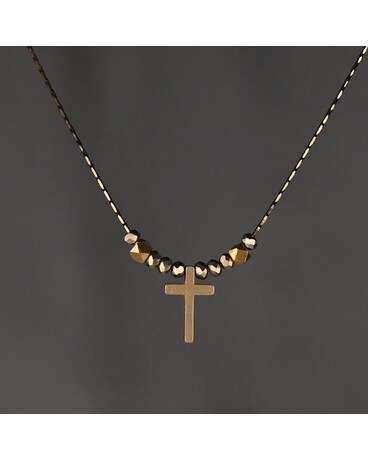 Delicate Beaded Cross Necklace Flower Arrangement