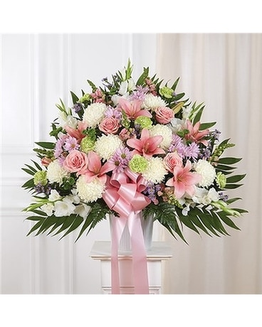 Sympathy pastel standing basket Sympathy Arrangement