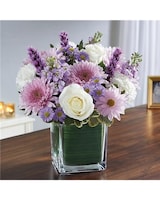 lavender & white size,  inches height and  inches wide.