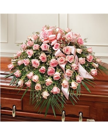 Pink Rose casket Sympathy Arrangement