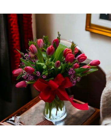 Radiant Red Tulips Flower Arrangement