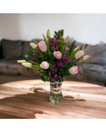 Pretty In Pink Tulips Flower Arrangement