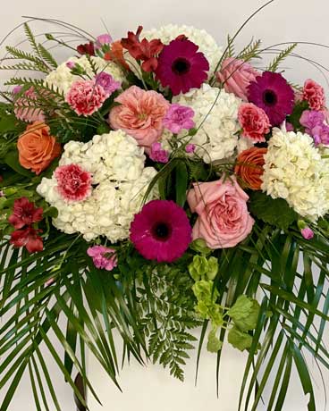 Pink and Green Casket Spray Flower Arrangement