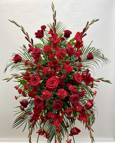 Red Easel Flower Arrangement