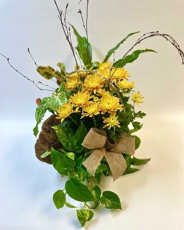 European Garden in Basket Flower Arrangement