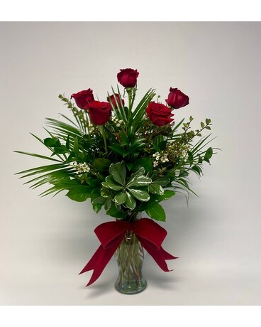 Half Dozen Red Roses Flower Arrangement