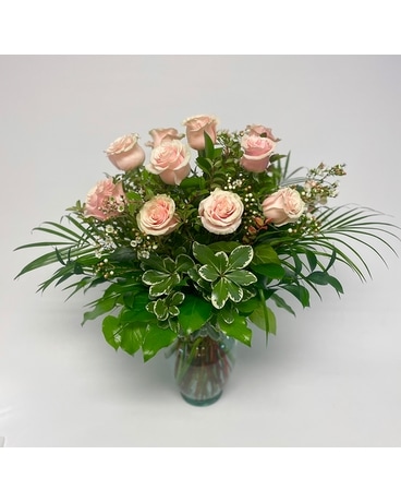Dozen Colored Roses Flower Arrangement