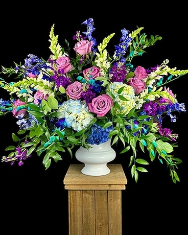 Moody Blues Sympathy Urn Funeral Arrangement