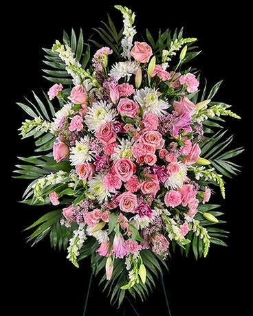 Peaceful Pinks Sympathy Standing Spray Funeral Arrangement