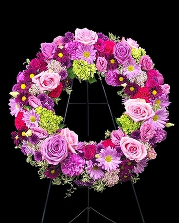 A Colorful Life Sympathy Wreath Funeral Arrangement
