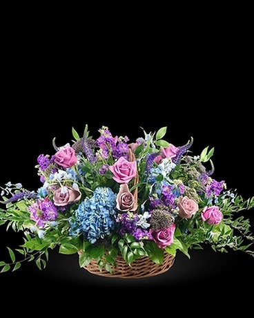 Moody Blues Sympathy Basket Funeral Arrangement