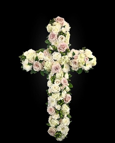 Peaceful Passage Standing Sympathy Cross Funeral Arrangement