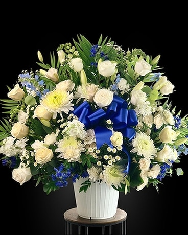 Royal Blue Tribute Funeral Arrangement