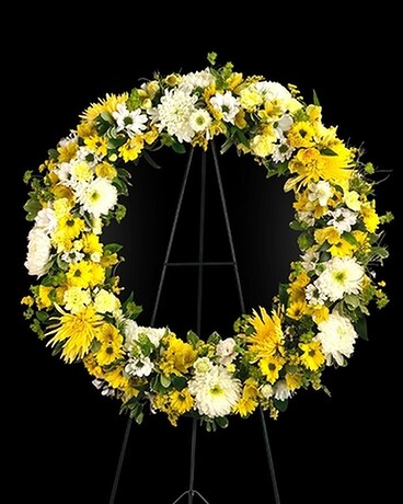Sunshine Daydream Sympathy Standing Wreath Funeral Arrangement