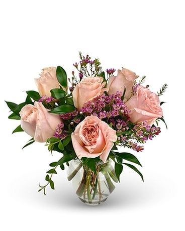 Twinbrook's Peach Rose Medley Flower Arrangement