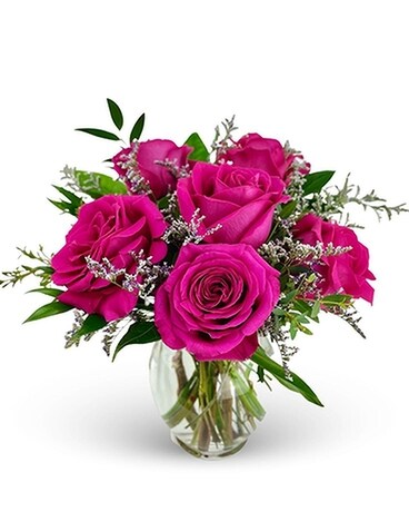 Twinbrook's Hot Pink Rose Medley Flower Arrangement