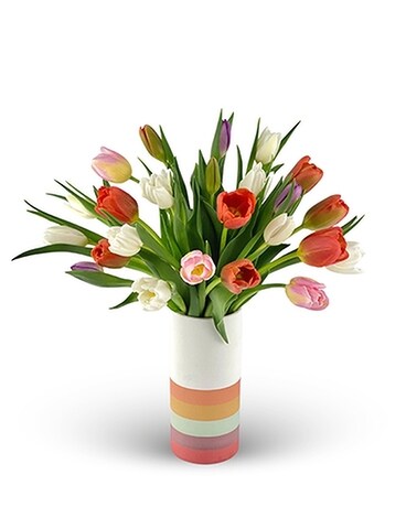 Rainbow Delight Tulips Flower Arrangement