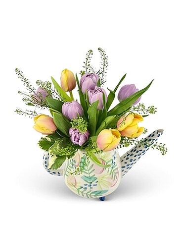 Watercolor Tulip Bouquet Flower Arrangement