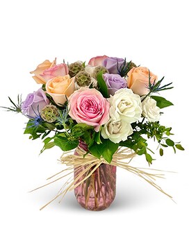 Rosy Posy Mason Jar Flower Arrangement