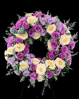 Standing Pink, White & Purple Heart Wreath in Englewood, CO