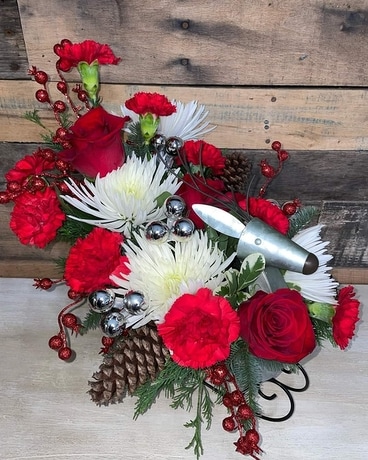 Newcomb's Holiday Sleigh Flower Arrangement