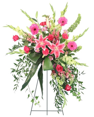 Vibrant Memories Standing Spray Funeral Arrangement