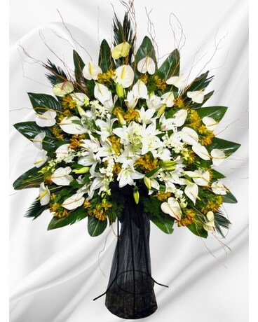 Heartfelt Sympathies DMV Standing basket Funeral Arrangement