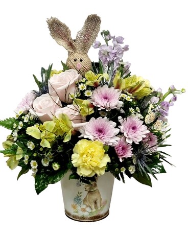 Easter Bunny Bucket Flower Arrangement