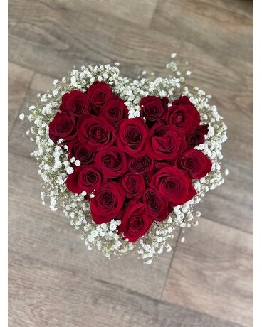 Roses in heart box Flower Arrangement