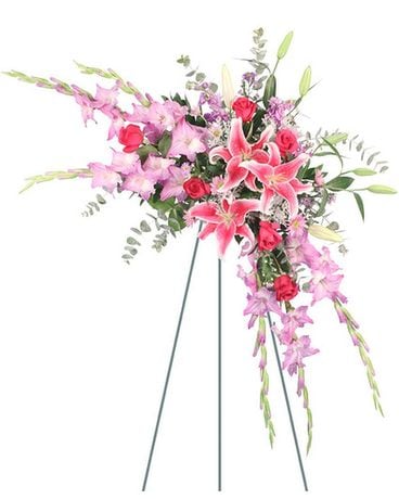 Pretty Pink Tribute Spray Sympathy Arrangement