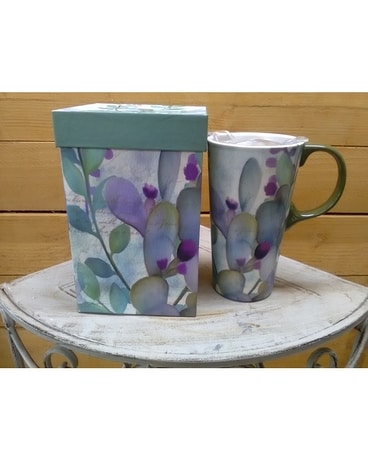 Abstract Leaves Mug Flower Arrangement